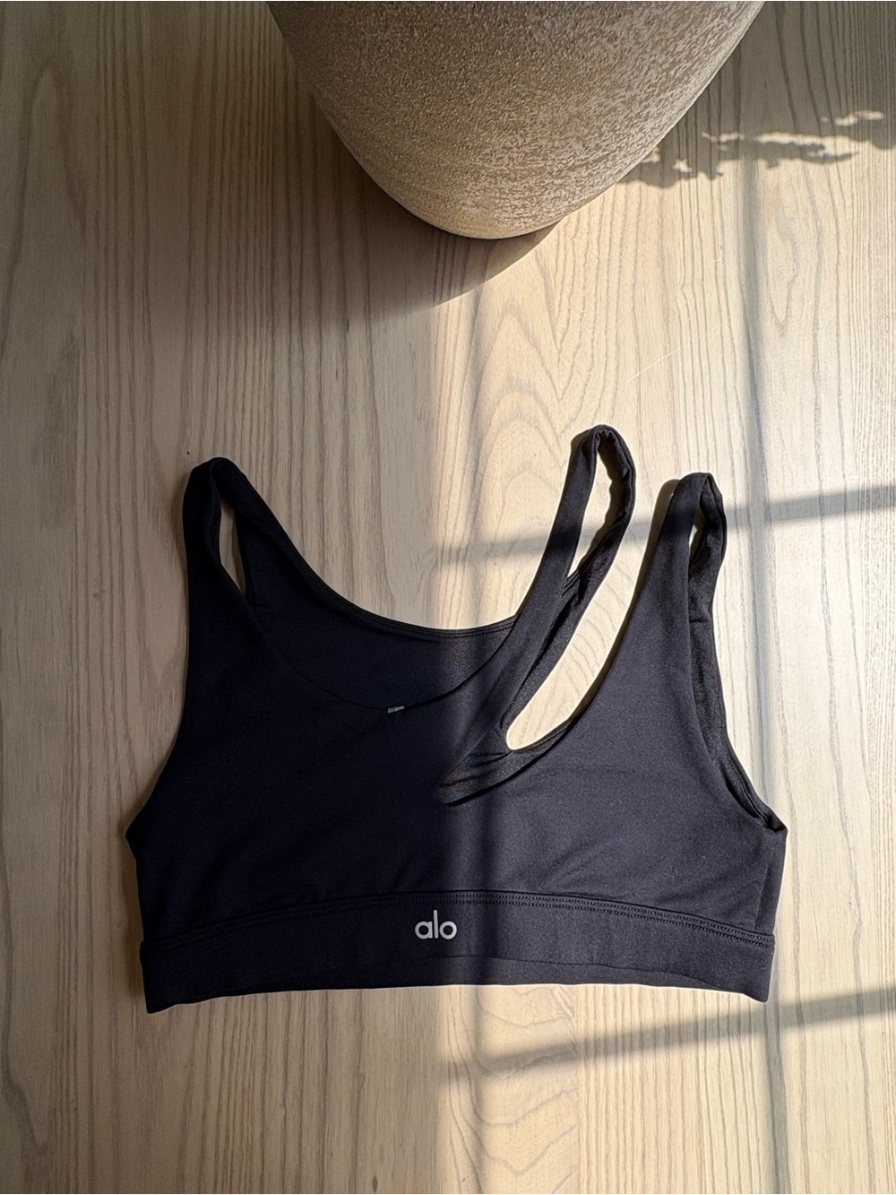 ALO Yoga Black Double-Strap Athletic Sports Bra